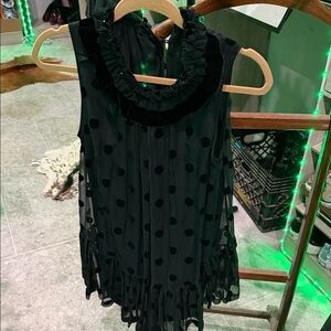 💯 %‎ silk velvet Elegant Black Polka Dot Dress